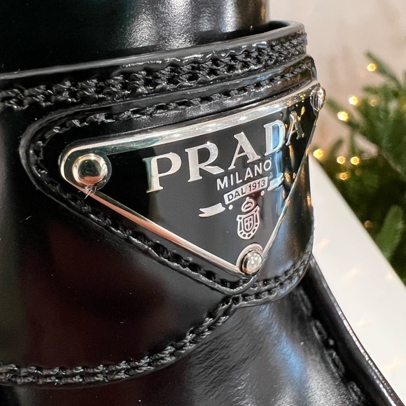 PRADA Chocolate 85mm high-heeled brushed leather loafers - Picture 12 of 13